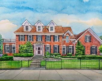 Aangepaste aquarel huisschilderen, aquarel huisportret, aquarel schilderen, handgeschilderd huisportret, huis schilderen van foto