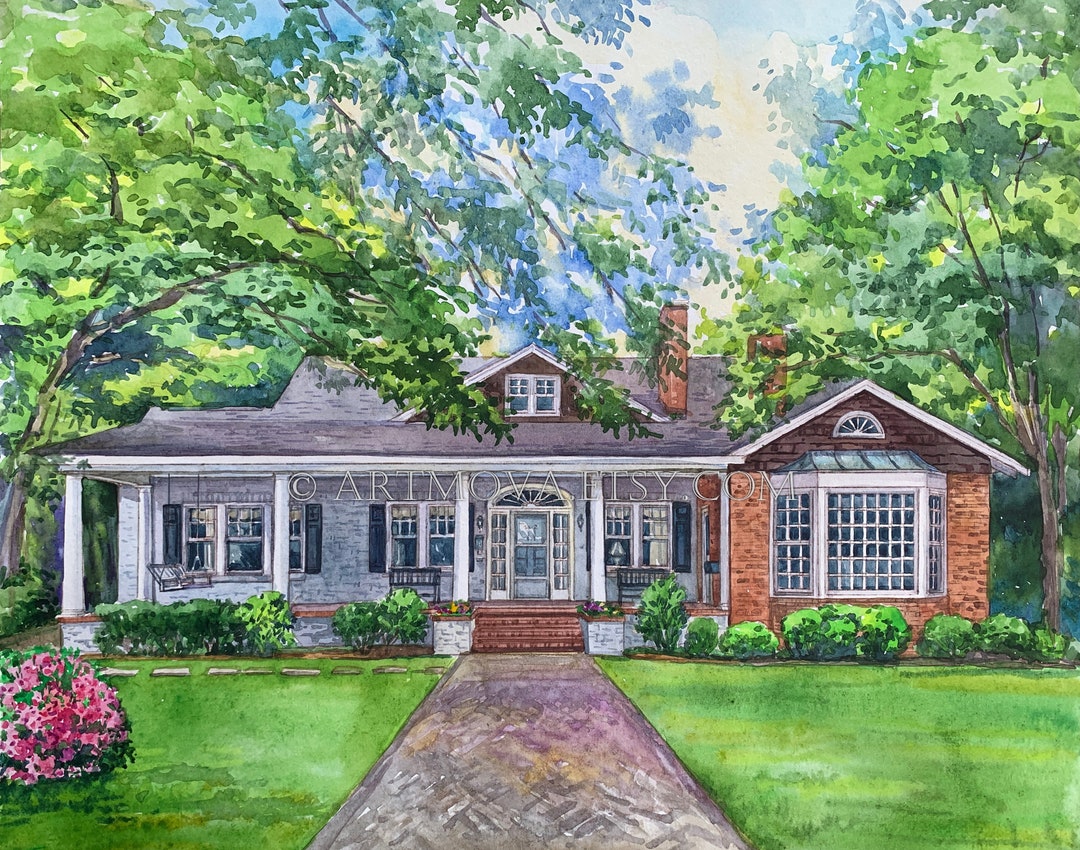Custom Watercolor House Portrait: First Home Gift, Personalized ...