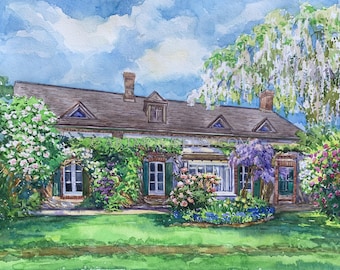 Aangepaste aquarel huisschilderen, aquarel huisportret, aquarel schilderen, handgeschilderd huisportret, huis schilderen van foto