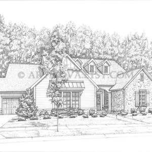 House Warming Gift Custom House Sketch Hand Drawn Home Portrait Ink ...