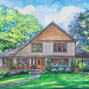 Custom Watercolor House Portrait: Hand-Painted Home Illustration