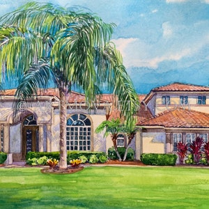 Florida painting Custom Home Portrait watercolor Painting house warming gift family heirloom House Portrait from photo Our First Home ideas