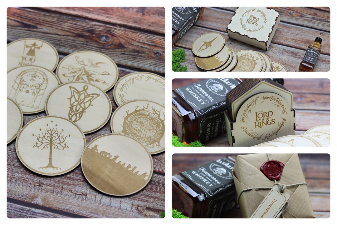 Herr der Ringe inspirierte Untersetzer Geschenkideen zum Vatertag, Geschenk zum Vatertag, Herr