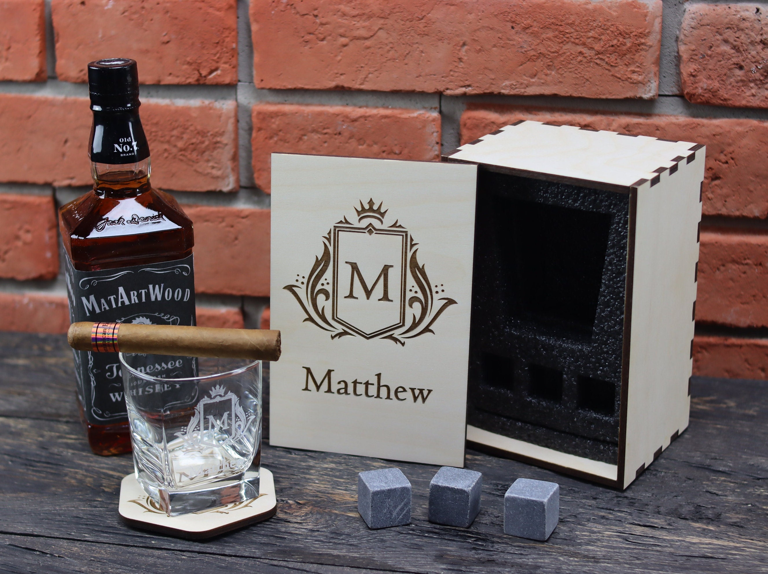 GreatGift - Coffret cadeau pour homme - Carafe à whisky - Pierres à whisky  - Cadeau 