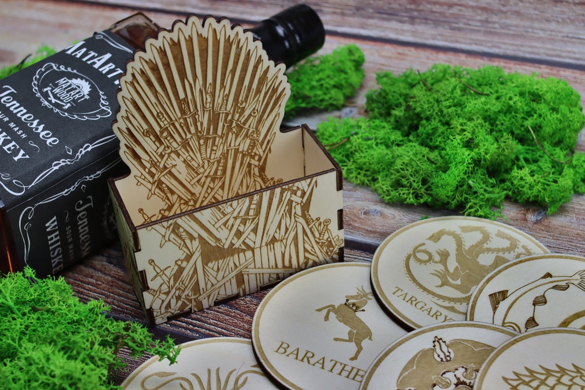House Frey Game of Thrones Wooden Coasters with House Sigil - Winmark