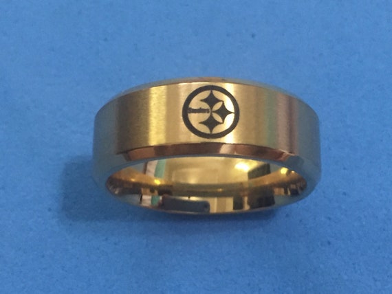 Pittsburgh Steelers Ring Gold Stainless Steel Band Etsy