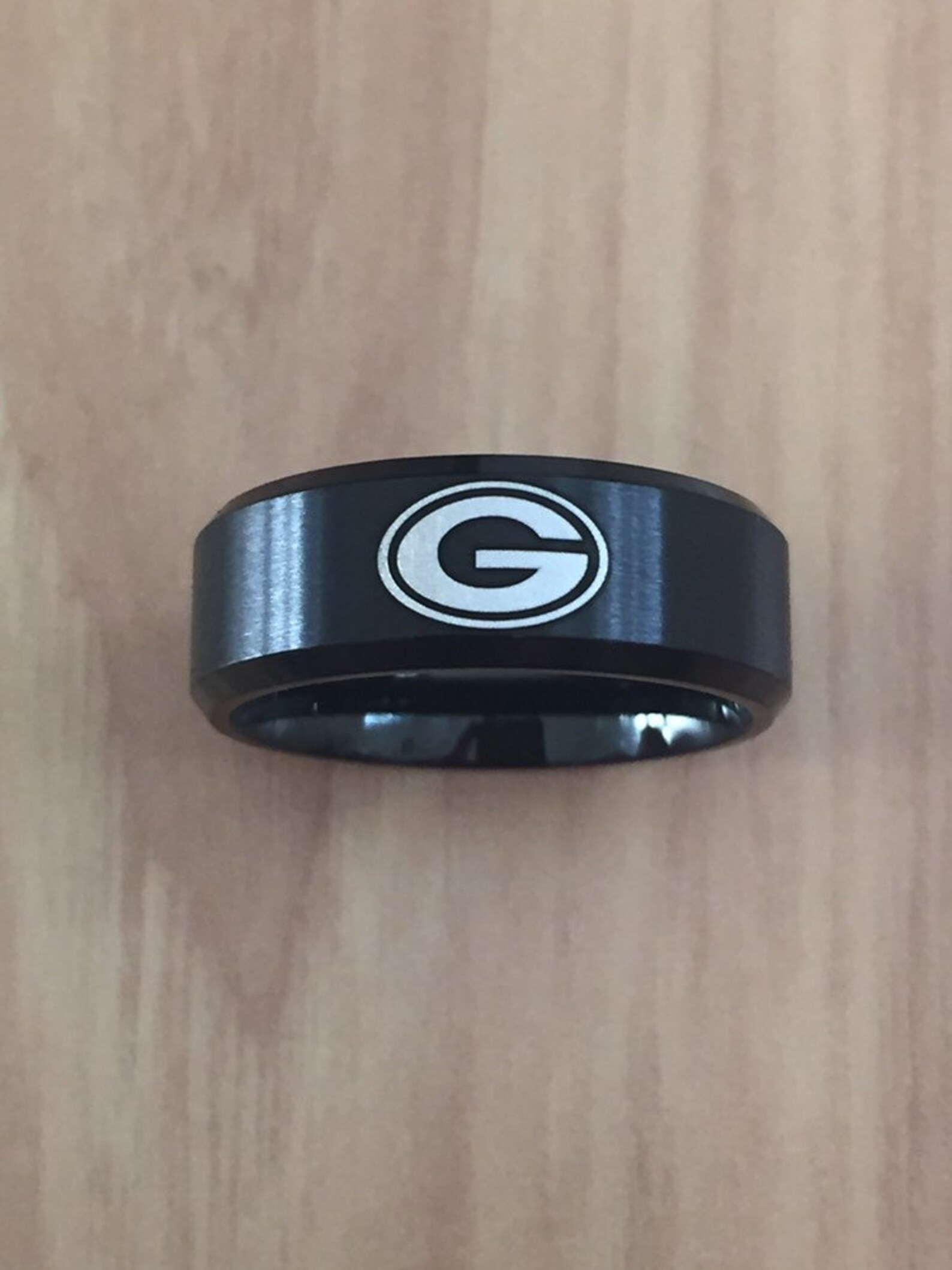 Green Bay Packers Ring Black Ring Stainless Steel Ring Men Etsy
