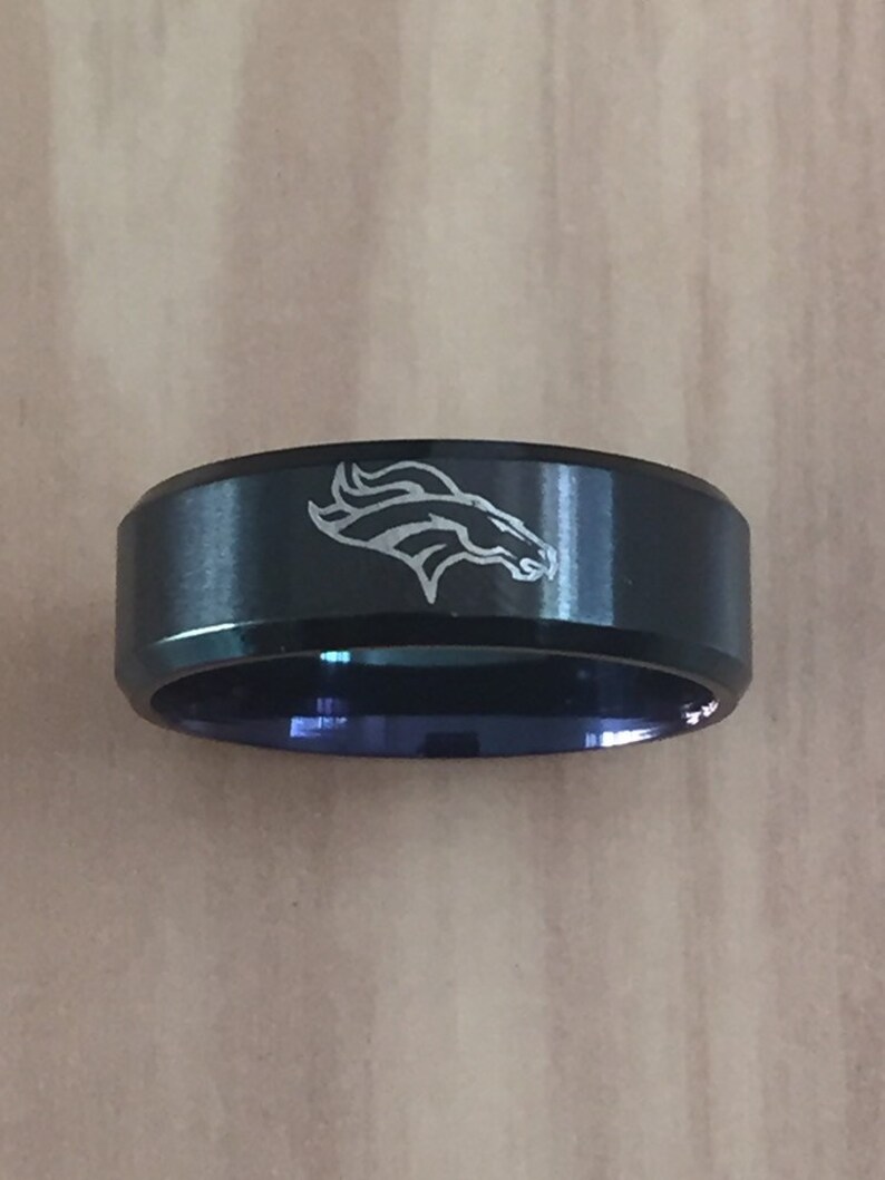 Denver Broncos Ring Black Ring Stainless Steel Ring Men Etsy