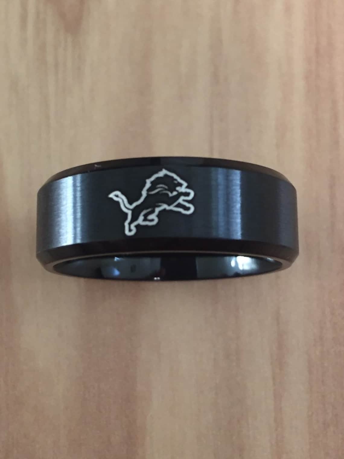 Detroit Lions Ring Black Ring Stainless Steel Ring Men | Etsy