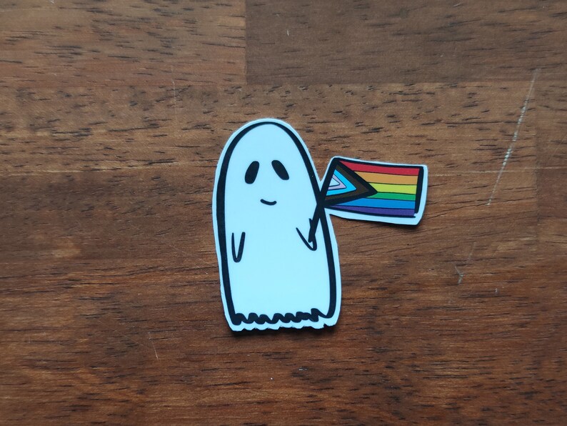 Inclusive pride flag ghost sticker  rainbow queer LGBT pride image 4