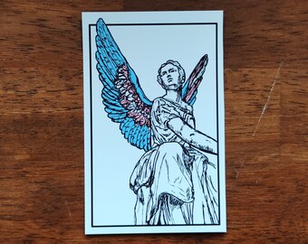 Trans flag angel sticker - cute Transgender LGBT pride lesbian bi ftm mtf non binary pan aro ace queer color