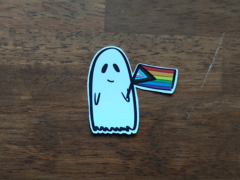 Inclusive pride flag ghost sticker  rainbow queer LGBT pride image 2