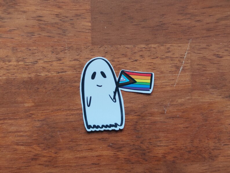 Inclusive pride flag ghost sticker  rainbow queer LGBT pride image 6