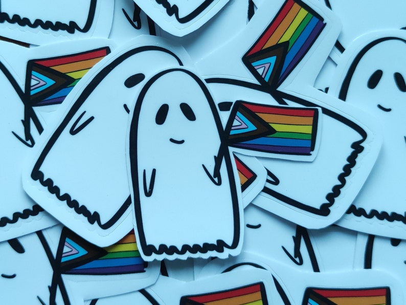 Inclusive pride flag ghost sticker  rainbow queer LGBT pride image 1