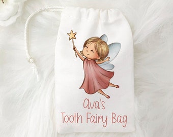 Tooth Fairy Drawstring Bag, Gift for Girls Boys, Kids Tooth Fairy Pouch