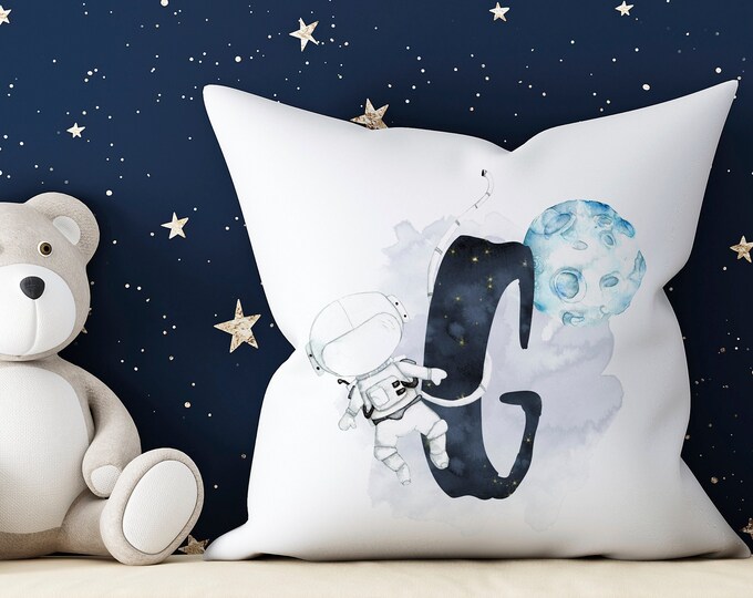Spaceman Cushion, Personalised Astronaut Pillow, Kids Bedroom Decor,