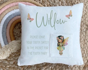 Personalised Tooth Fairy Pillow, Whimsical Fairytale Cushion, Enchanted Forest Tooth Fairy Pouch