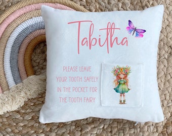 Personalised Tooth Fairy Pillow, Whimsical Fairytale Cushion, Enchanted Forest Tooth Fairy Pouch