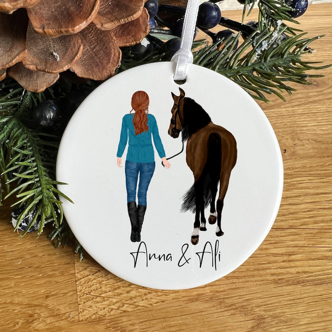 Personalised Horse Riding Ornament, Horse Owner Christmas Decoration