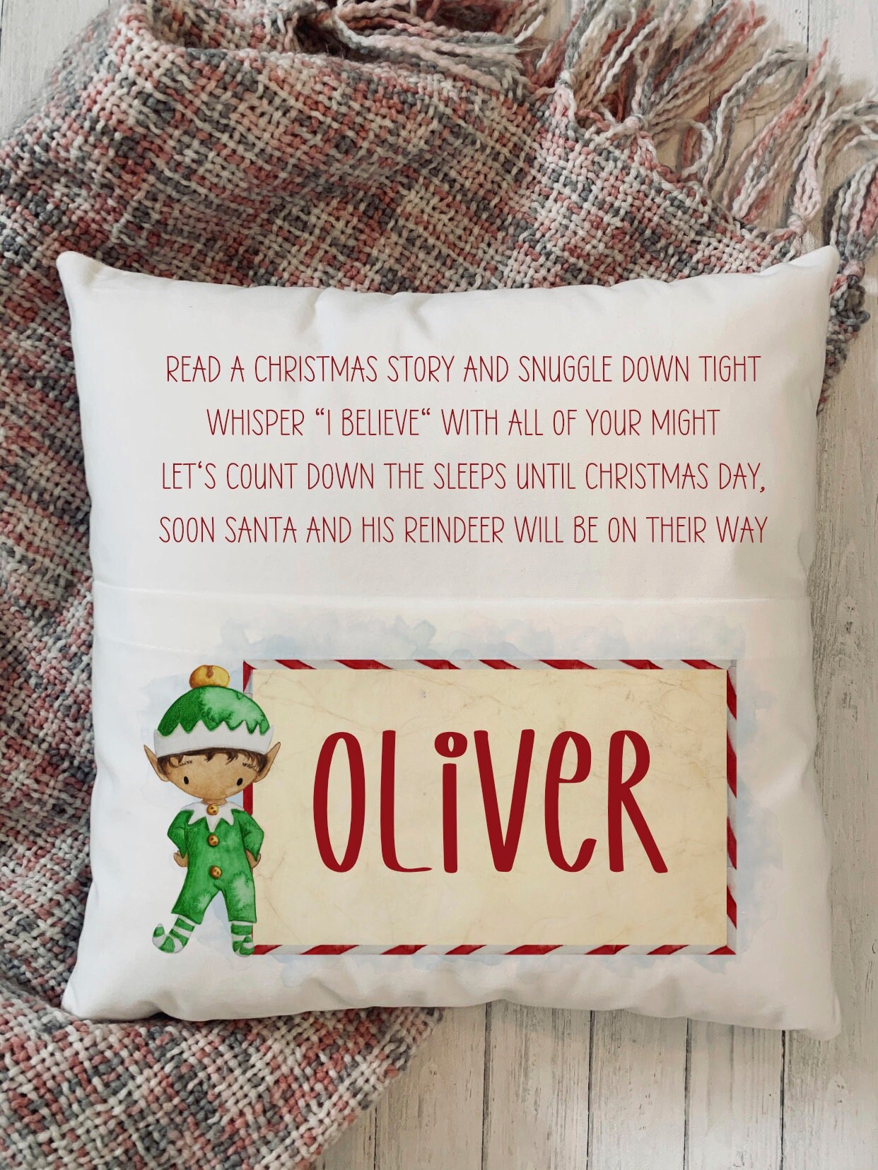 Personalised Christmas Book Advent Calendar Cushion Elf - Etsy