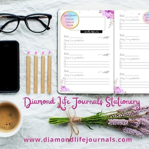 Daily Gratitude Journal Template, 5 Minute Journal, MorningWriting, Floral Printable, Mental Wellness Therapy, Notebook Therapy