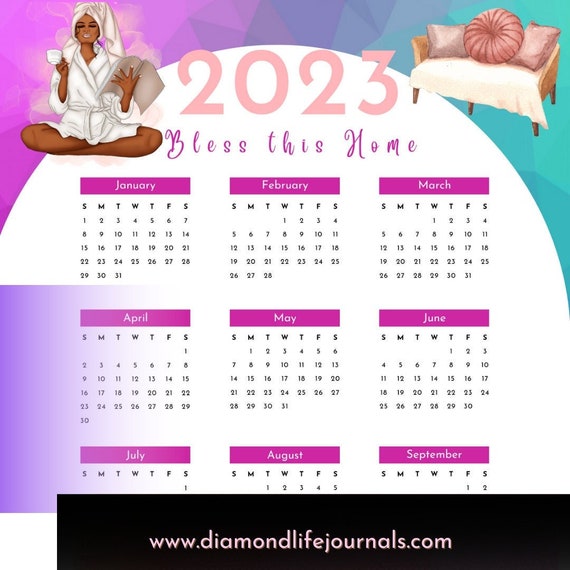2023 Printable Calendar Girl Boss Calendar Diamond Life - Etsy