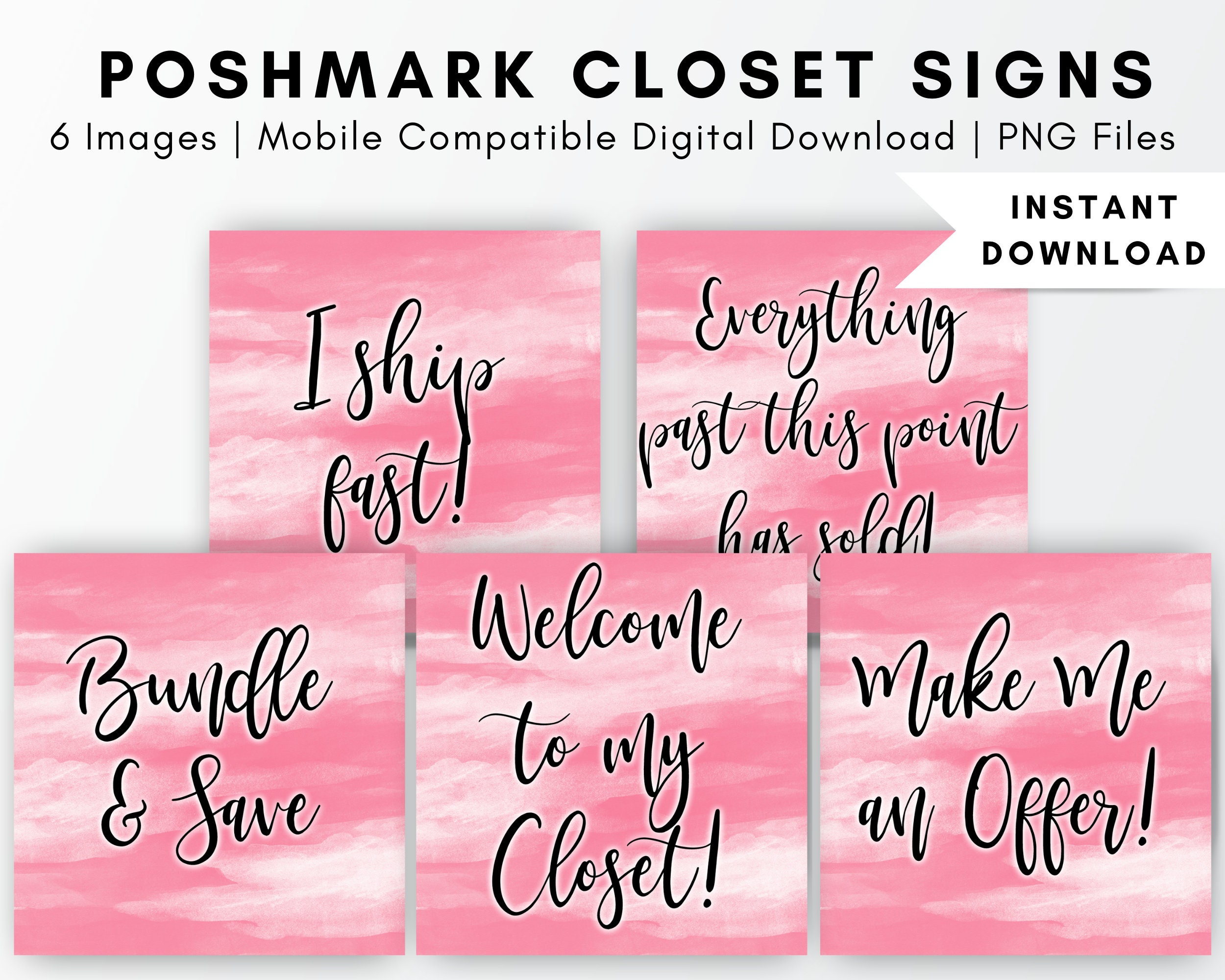 Pink Storage Sign Poshmark Pink Watercolor Closet Signs, Customized Boutique Signs ...