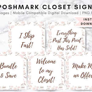 Poshmark Vintage Floral Closet Signs, Customized Boutique Signs, Organizational Poshmark Seller Groupings, Poshmark Custom Closet Signs