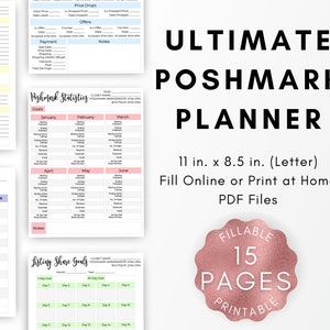 FILLABLE Poshmark Business Management Planner Bundle, Poshmark Organizer, Poshmark Statistics, Posh Challenges, Poshmark Planner Printable