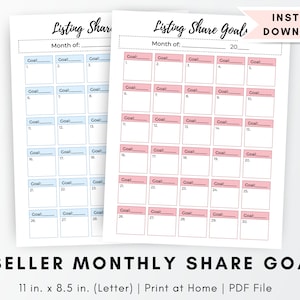 Poshmark Monthly Share Goal Planner Sheet, Online Shop Planner, Reseller Listing Template, Poshmark Interaction Goal, Online Shop Printable,