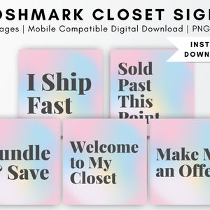 Poshmark Pink & Blue Gradient Closet Signs, Customized Boutique Signs, Organizational Poshmark Seller Groupings, Poshmark Custom Closet Sign
