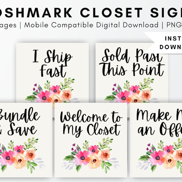 Poshmark Rustic Floral Trendy Closet Signs, Customized Boutique Signs, Organizational Poshmark Seller Groupings, Poshmark Custom Closet Sign