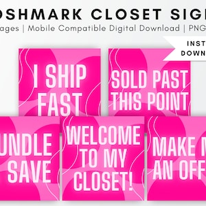 Poshmark Pink Bold Glow Neon Closet Signs, maßgeschneiderte Boutique-Zeichen, Poshmark-Verkäufergruppierungen, Poshmark Custom Closet Signs