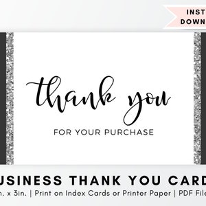 Poshmark Silber Glitzer Dankeskarten, druckbare Einlegekarte, Dankeskarte, Reseller-Dankeskarte, Geschäfts-Dankeskarte