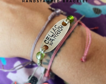 CELIAC WARRIOR handstamped bracelet