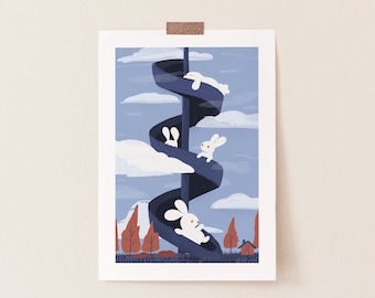 Bunny Dreams Mini Art Postcard Print