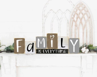 family wooden block letters