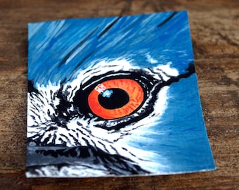 ACEO Liten Original Temperamålning Blåskrikaöga