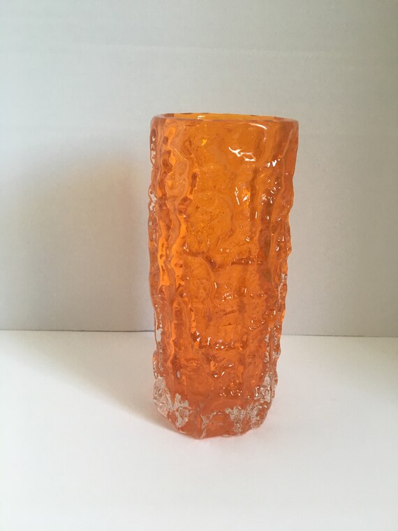 Whitefriars Medium Bark Vase In Tangerine By Geoffrey Baxter Etsy