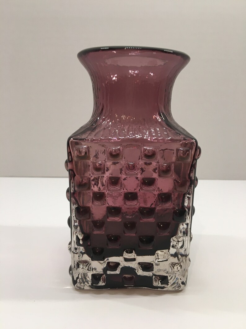 Whitefriars Chess Vase in Aubergine by Geoffrey Baxter. design Etsy