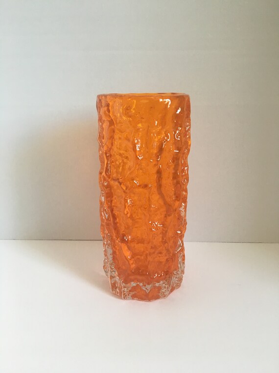 Whitefriars Medium Bark Vase In Tangerine By Geoffrey Baxter Etsy