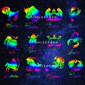 Sternzeichen-PAKET Regenbogen-Sternzeichen, 12er-Pack, Astrologie, esoterische Designs, Geburtstage, Designs, Astrologie, bunte Zeichen, Bundle PNG-Dateien herunterladen