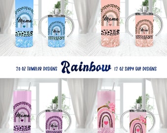 Diseños de sublimación para minivasos Rainbow Mama (descarga digital)