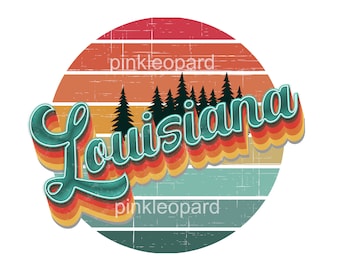 Louisiana Retro Sunset Design, Home State PNG (Digital Download)