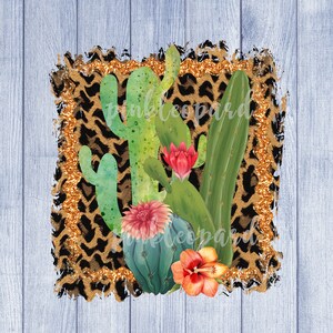 Leopard cactus sublimation design 2 designs   western clipart southwest serape cactus  colorful  western design graphic printable PNG