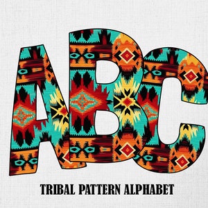 Tribal Pattern Alphabet: Western Letters PNG Set (Digital Download)