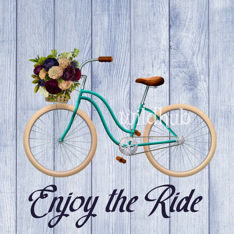 Enjoy the Ride Png Clipart Bicycle Ride Graphics Floral Bike 2 | Etsy