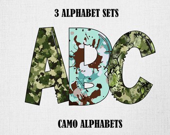 Camouflage Military Alphabet Clipart Printable Camo Letters - Etsy