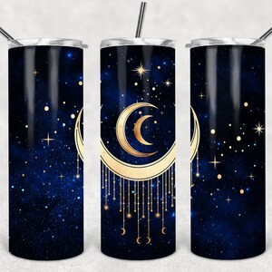 Galaxy Moon 20oz Skinny Tumbler 2 PLANTILLAS wicca pagana luna triple magia celestial OJO galaxia espacio Diseño de sublimación Descarga DIGITAL