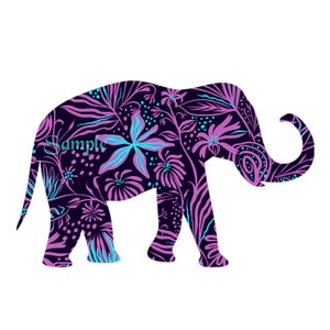 Elefante floral png púrpura lila elefante clip art digital descargar clip art sublimación diseño mandala elefante regalo idea amor púrpura IMPRIMIR